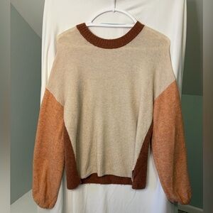 Madewell Women’s Colorblock Sweater - Cream and Brown size small